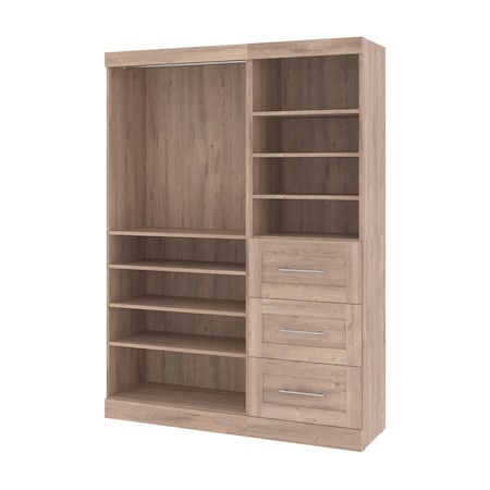 Bestar Pur 61W Closet Organizer in rustic brown 26870-000009